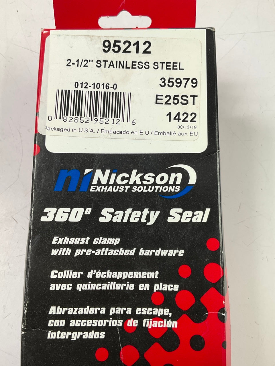 Nickson 95212 Stainless Steel 2-1/2'' Flat Band Exhaust Muffler Clamp