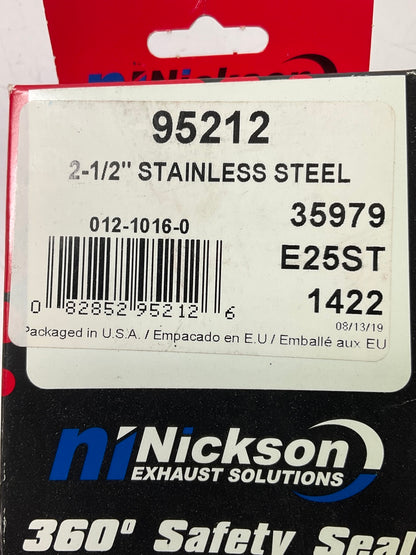 Nickson 95212 Stainless Steel 2-1/2'' Flat Band Exhaust Muffler Clamp