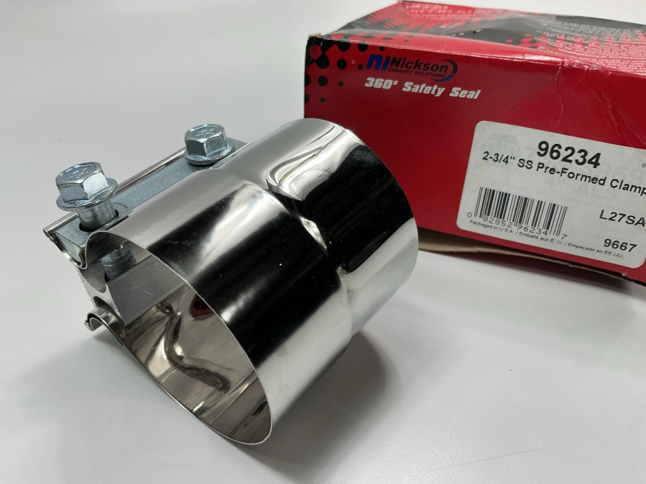 Nickson 96234 2-3/4'' Pre-Formed Exhaust Clamp, Stainless Steel
