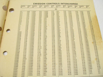 Niehoff 1405 Fuel System Emission Control Catalog Interchange - 1992, 65 Pages