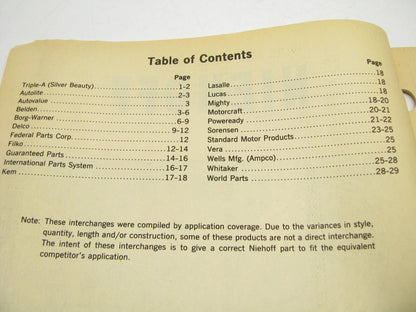 USED Catalog - Niehoff 1607-N Ignition Wire & Cable Interchange 1989 - 29 Pages