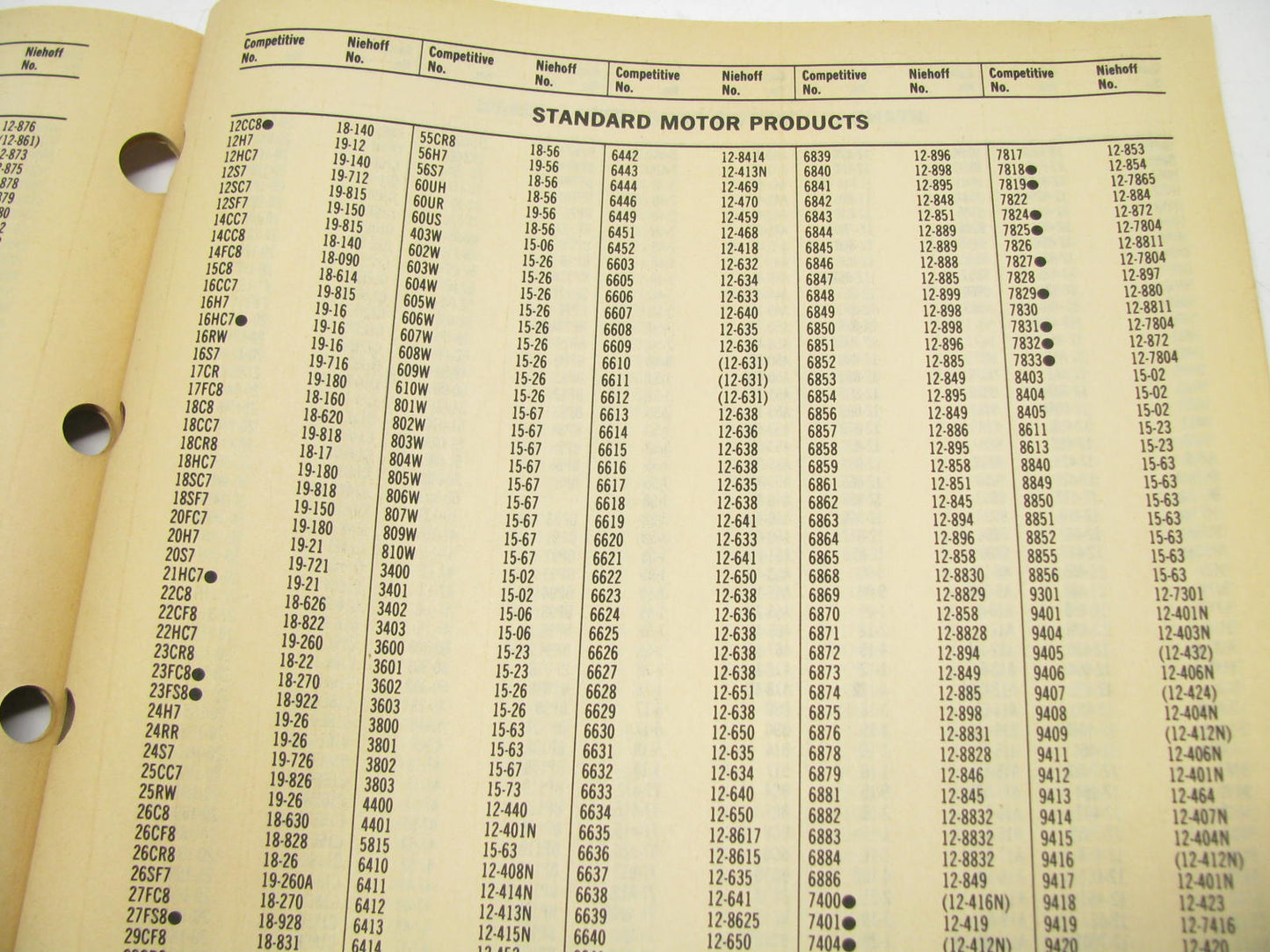 USED Catalog - Niehoff 1607-N Ignition Wire & Cable Interchange 1989 - 29 Pages