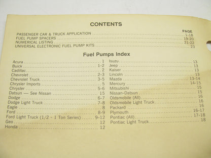 Niehoff 93-FPS Fuel Pump Auto Parts Catalog Supplement 1993-1994, 23 Pages