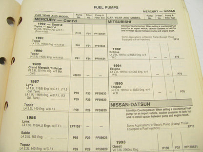 Niehoff 93-FPS Fuel Pump Auto Parts Catalog Supplement 1993-1994, 23 Pages