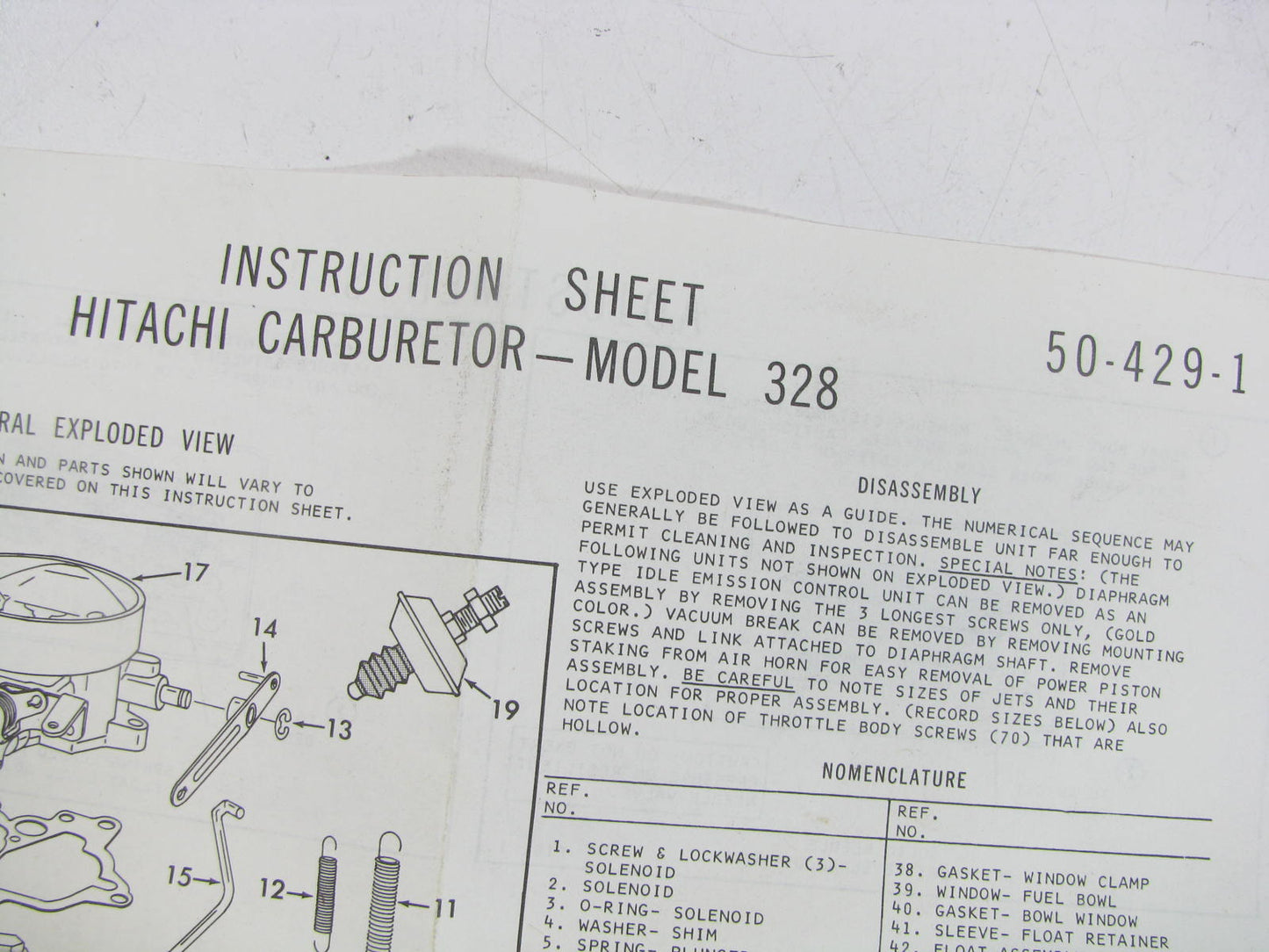 Niehoff CK-474A Carburetor Rebuild Kit For 1966-74 Datsun 1.6L 1.8L 2.0L DCH340