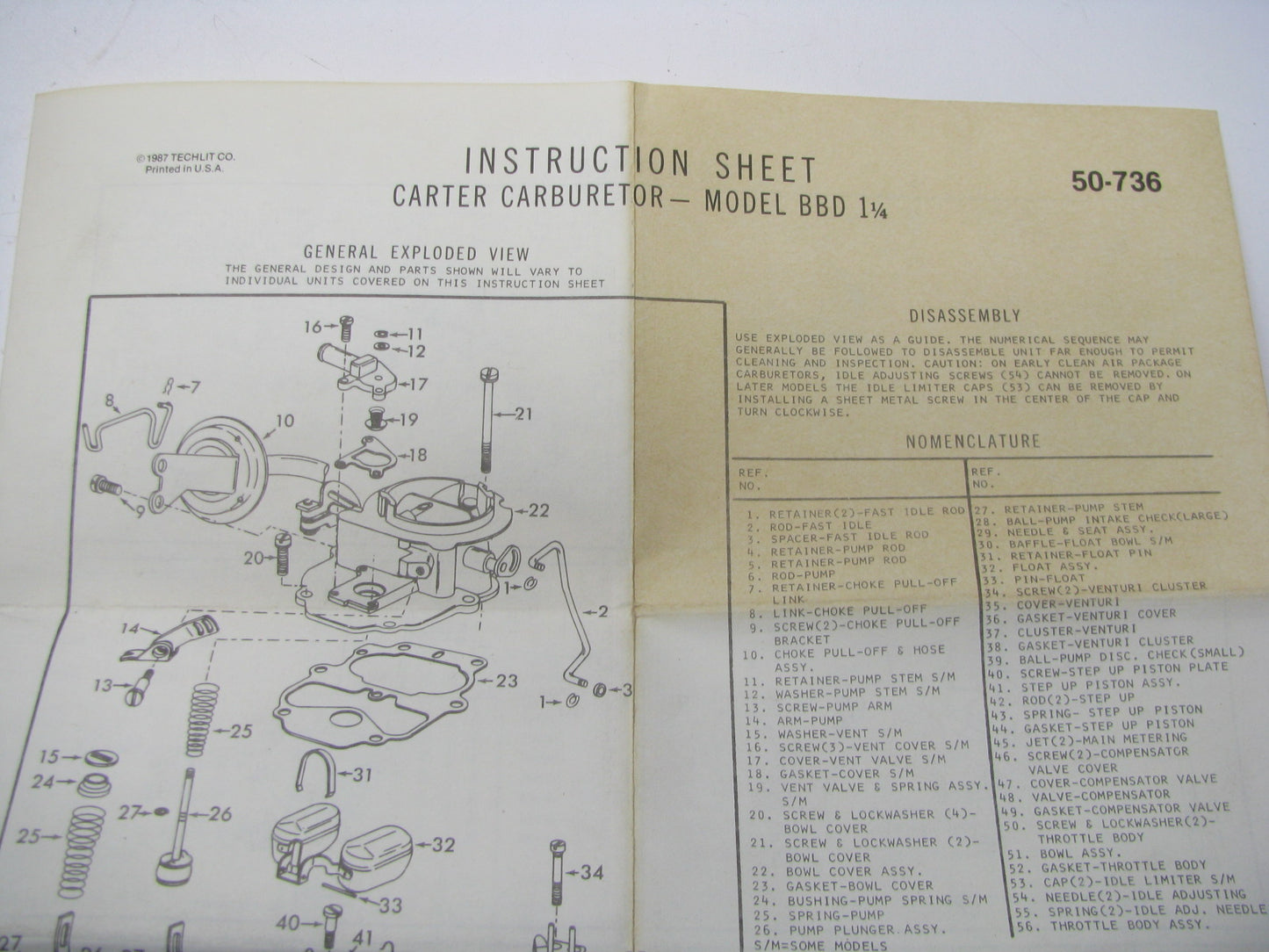 Niehoff CK-478B Carburetor Rebuild Kit For 1970-1973 Chrysler Carter Model BBD