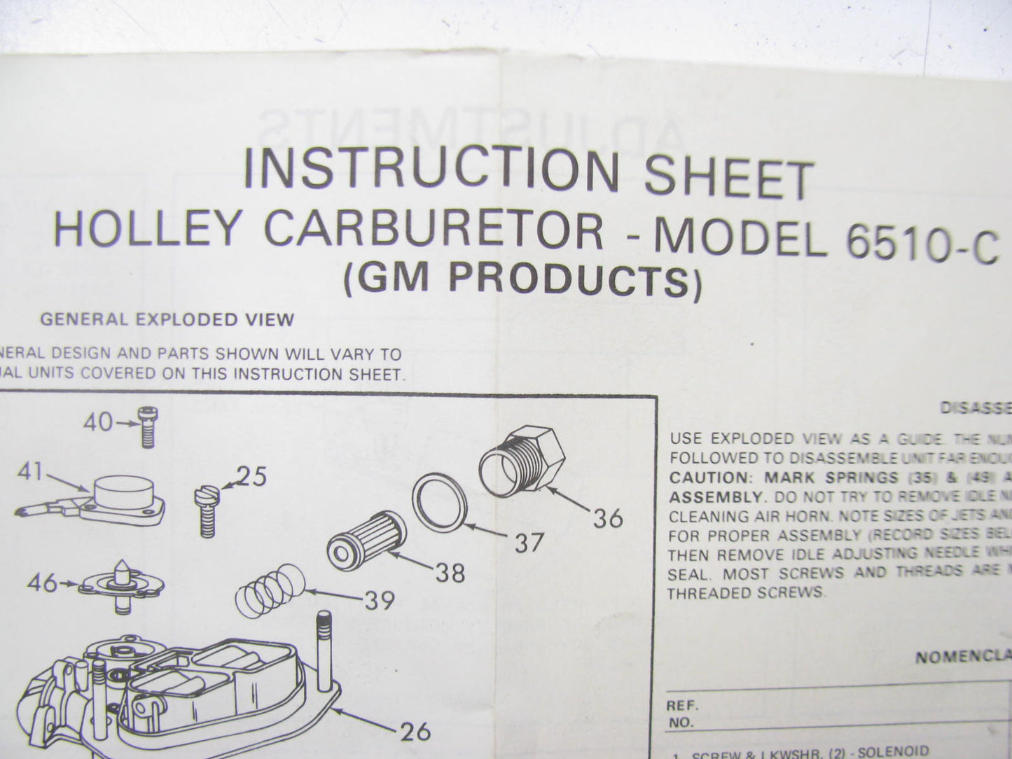 Niehoff CK-699 Carburetor Rebuild Kit for 1978 GM Holley 6510C