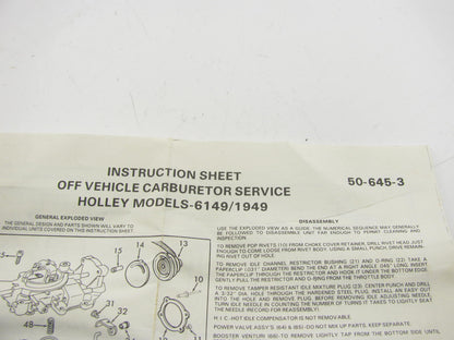 Niehoff CK-872 Carburetor Rebuild Kit 84-86 Ford For HOLLEY 1-BBL Model 1949C
