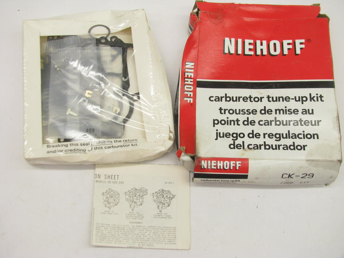 Niehoff CK29 Carburetor Rebuild Kit - CHRIS-CRAFT MARINE 2.5L 2-BBL 2G, 2GC, 2GV