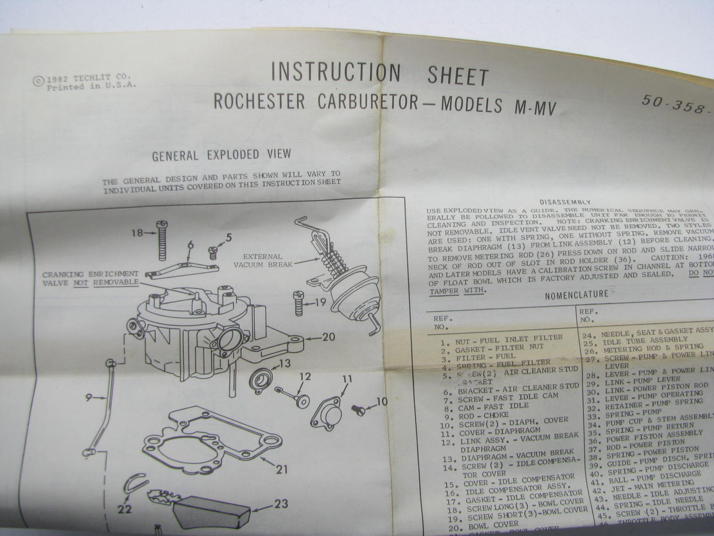 Niehoff CK491B Carburetor Rebuild Kit for 1971-1976 GM Rochester 1M 1MV