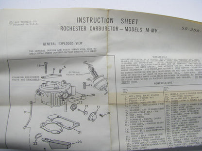 Niehoff CK491B Carburetor Rebuild Kit for 1971-1976 GM Rochester 1M 1MV