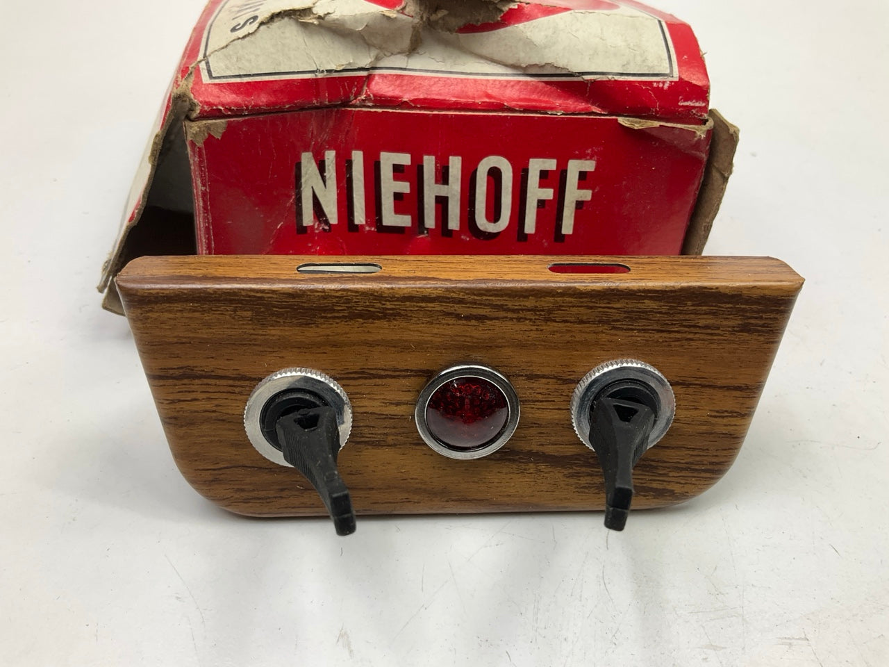 Niehoff UN203 Universal Vintage Wood-grain Switch Panel With (2) Toggle Switches