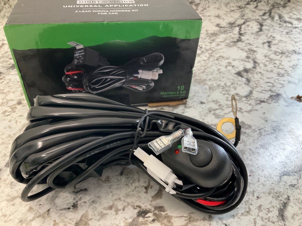 Night Vision NV000H2 Dual 2 Lead LED Light Wire Harness With On / Off Switch