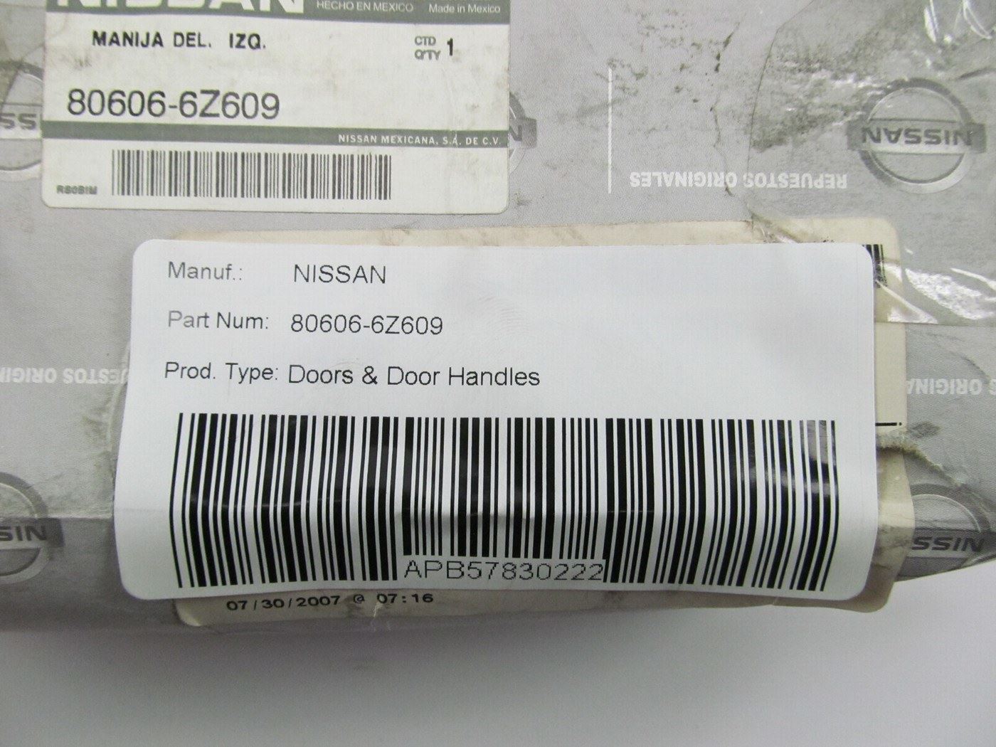 NEW - OEM 80606-6Z609 Front Right Outside Door Handle For 2000-01 Nissan Sentra