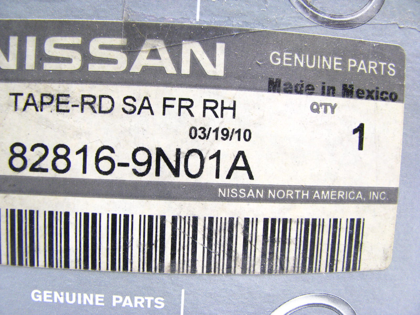 NEW - OEM 82816-9N01A Rear Right Door SASH Tape For 2009-2014 Nissan Maxima