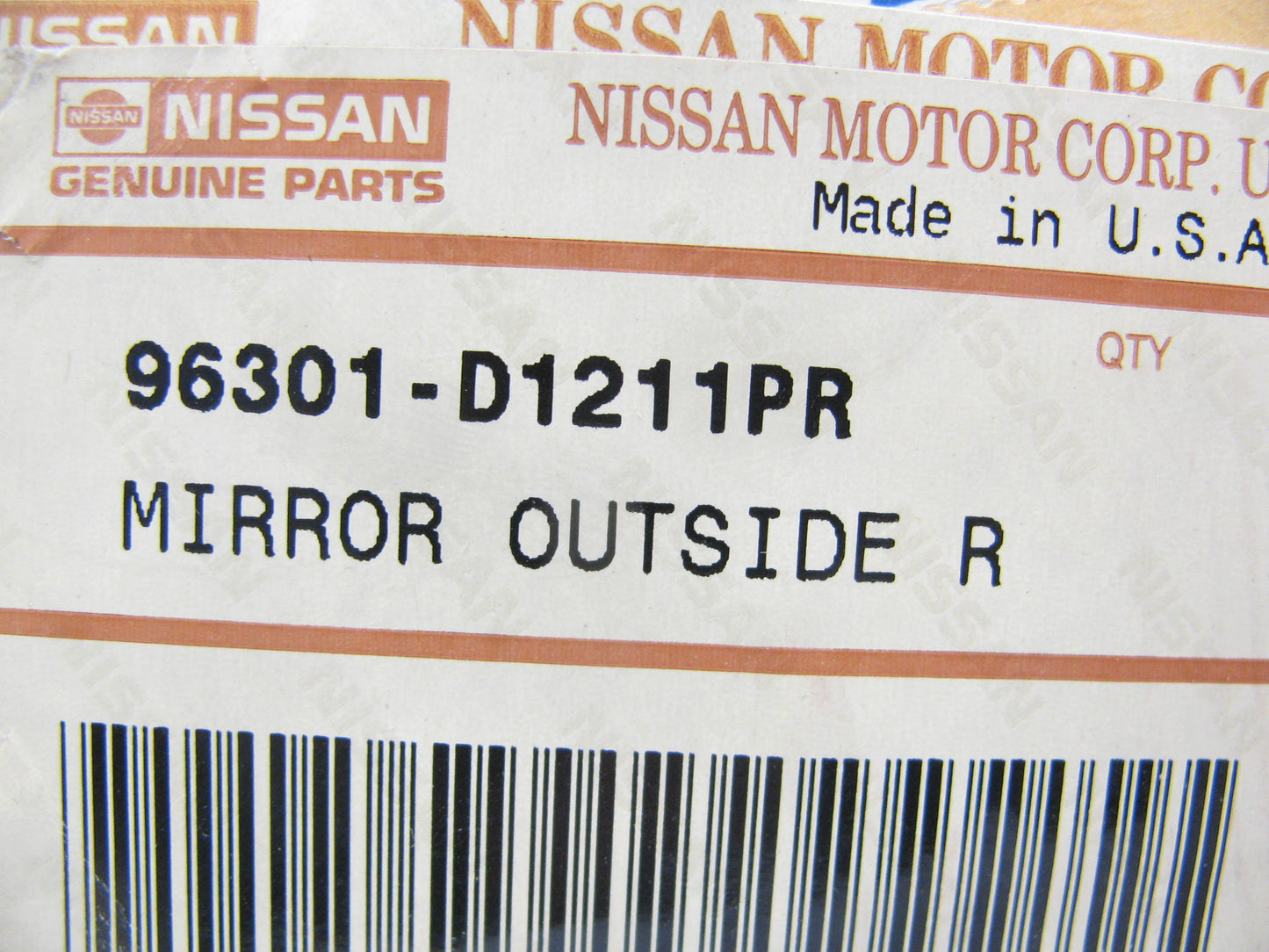 NOS Right Side Mirror OEM For 1982-1986 Nissan Stanza 96301-D1211PR