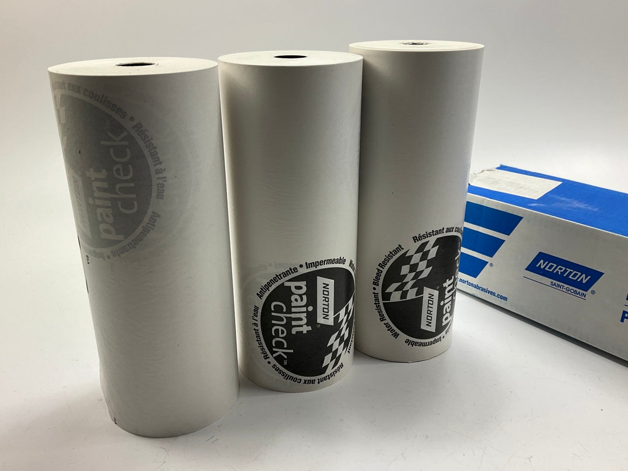 Norton 00403 White 12'' X 750' Polycoated Masking Paper (3 Rolls, 250 Feet Each)