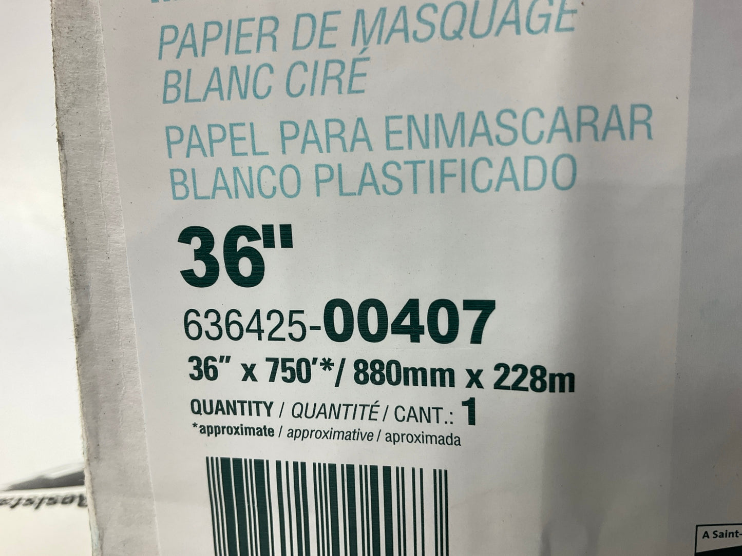 Norton 00407 White 36'' X 750' Premium White Polycoated Masking Paper