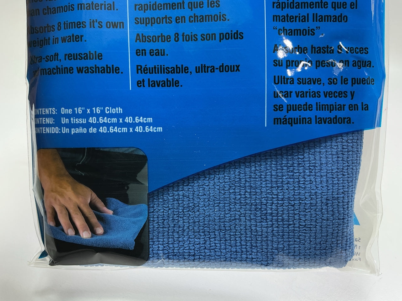 (5) Norton 04402 Microfiber Cleaning Cloth, 16'' X 16'', Lint-Free, Reusable, Blue