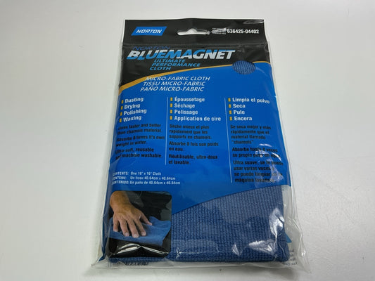 Norton 04402 Microfiber Cleaning Cloth, 16'' X 16'', Lint-Free, Reusable, Blue