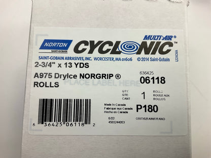 Norton 06118 DryIce Multi Air Cyclonic A975 Sanding NorGrip Sheet Roll P180 Grit