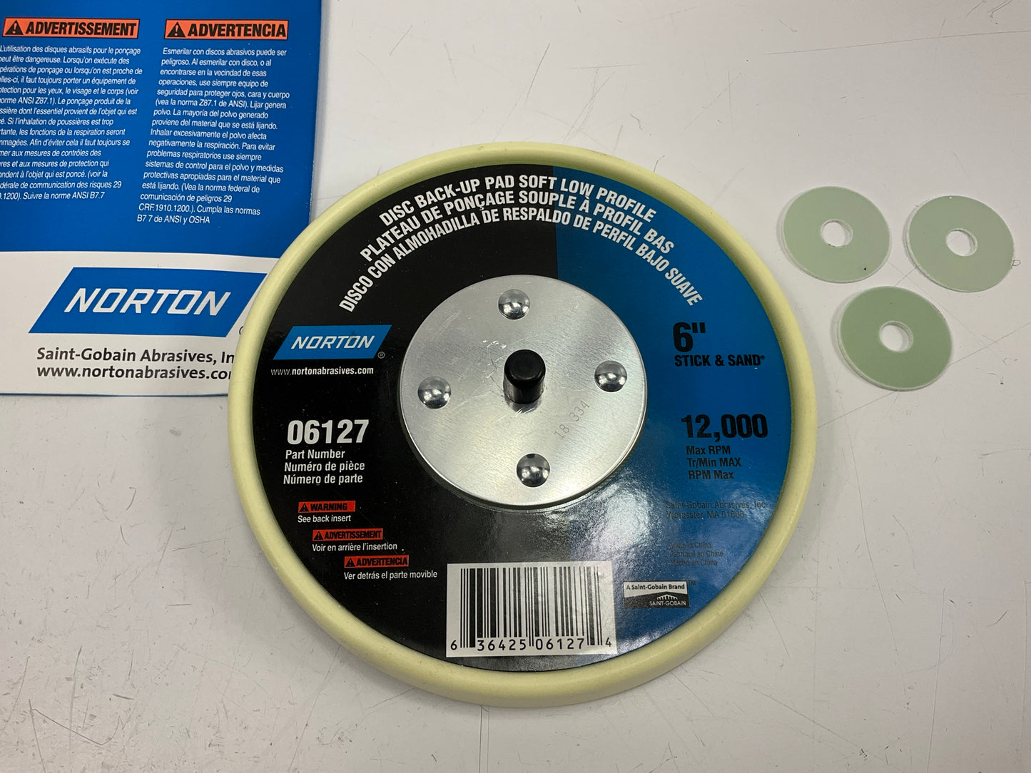 Norton 06127 6'' Disc Back Up Polishing Buffing Pad Soft, Low Profile