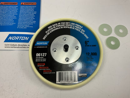 Norton 06127 6'' Disc Back Up Polishing Buffing Pad Soft, Low Profile