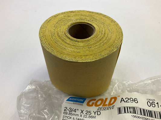 Norton 06147 2.75''x25yd 400 Grit PSA Sandpaper Dura Block GOLD Sticky Back Roll