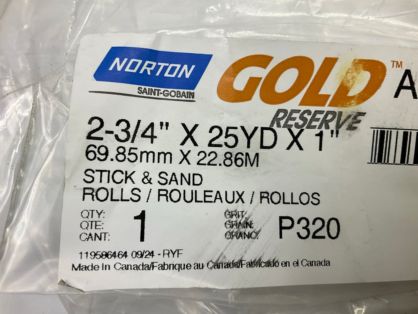Norton 06148 Sanding Sheet Roll, 2-3/4'' X 25 Yard, P320 Grit, Extra Fine Grade