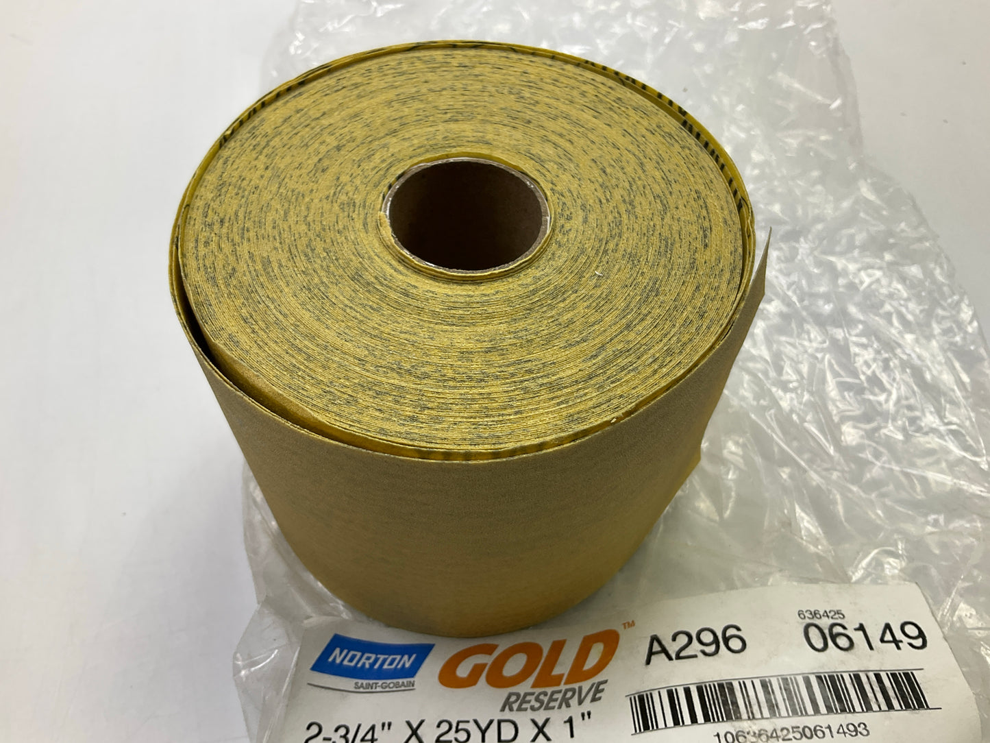 Norton 06149 Gold Reserve A296 Sanding Sheet Roll 2-3/4'' X 25 Yard, P220 Grit