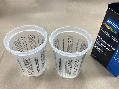 Norton 21651 - 2 Medium Mixing Cups 25 Oz. Plastic Mixing Containers