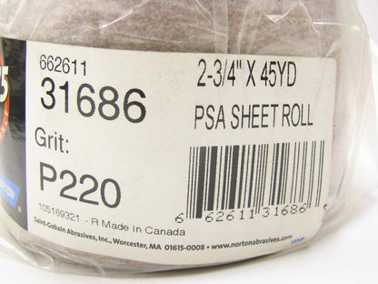 NORTON 31686 A275 PSA Sheet Roll 2-3/4'' X 45 YD P220 Grit