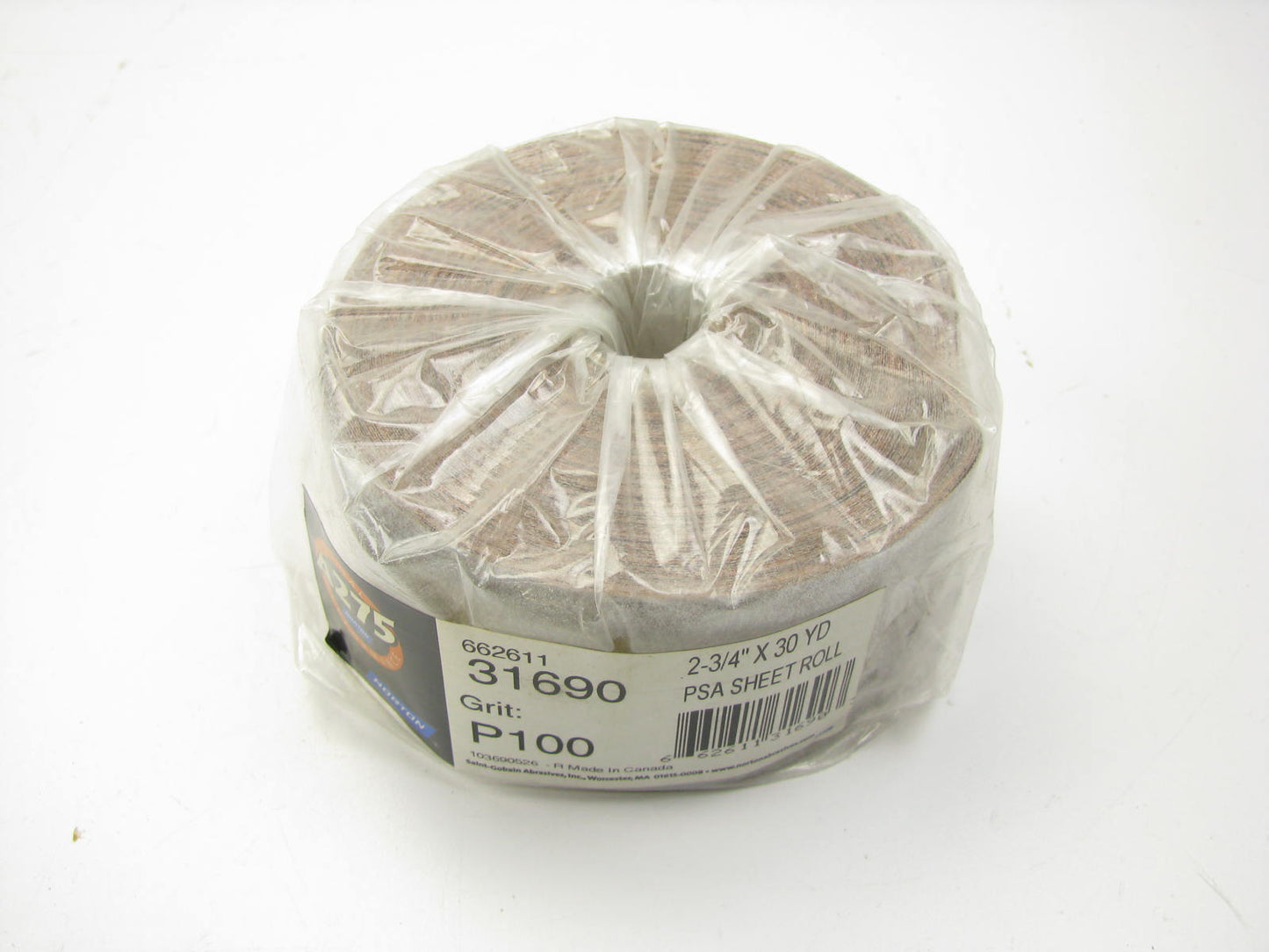Norton 31690 A275 Champagne PSA Sanding Sheet Roll 2-3/4'' X 30 Yds Grit P100