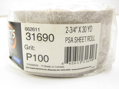 Norton 31690 A275 Champagne PSA Sanding Sheet Roll 2-3/4'' X 30 Yds Grit P100