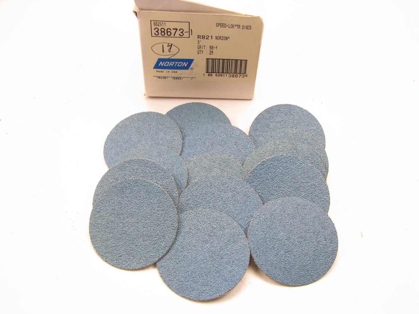 (14) Norton 38673 3'' Grinding Filing Sanding Abrasive SpeedLok Discs 50Y Grit