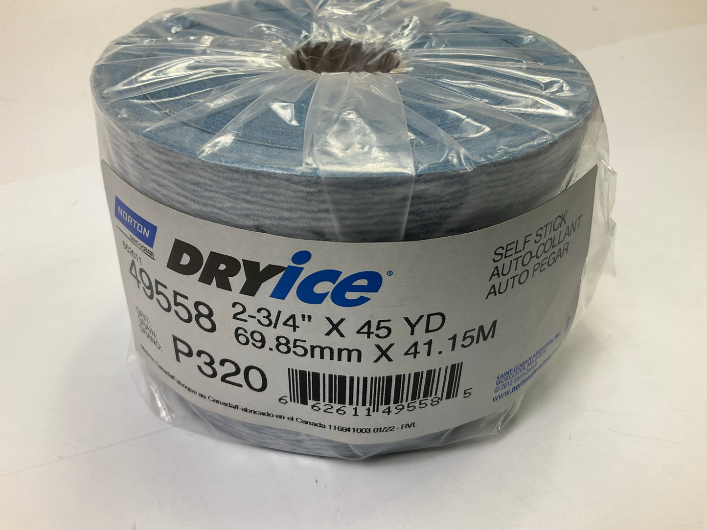 (5) Norton DryIce 49558 A975 Sanding Sheet Roll 2-3/4'' X 45 Yard, P320 Grit