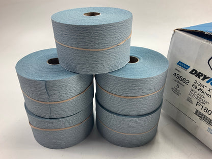 (5) Norton 49562 DryIce A975 Series Sanding Sheet Roll 2-3/4'' X 45 Yd P180 Grit
