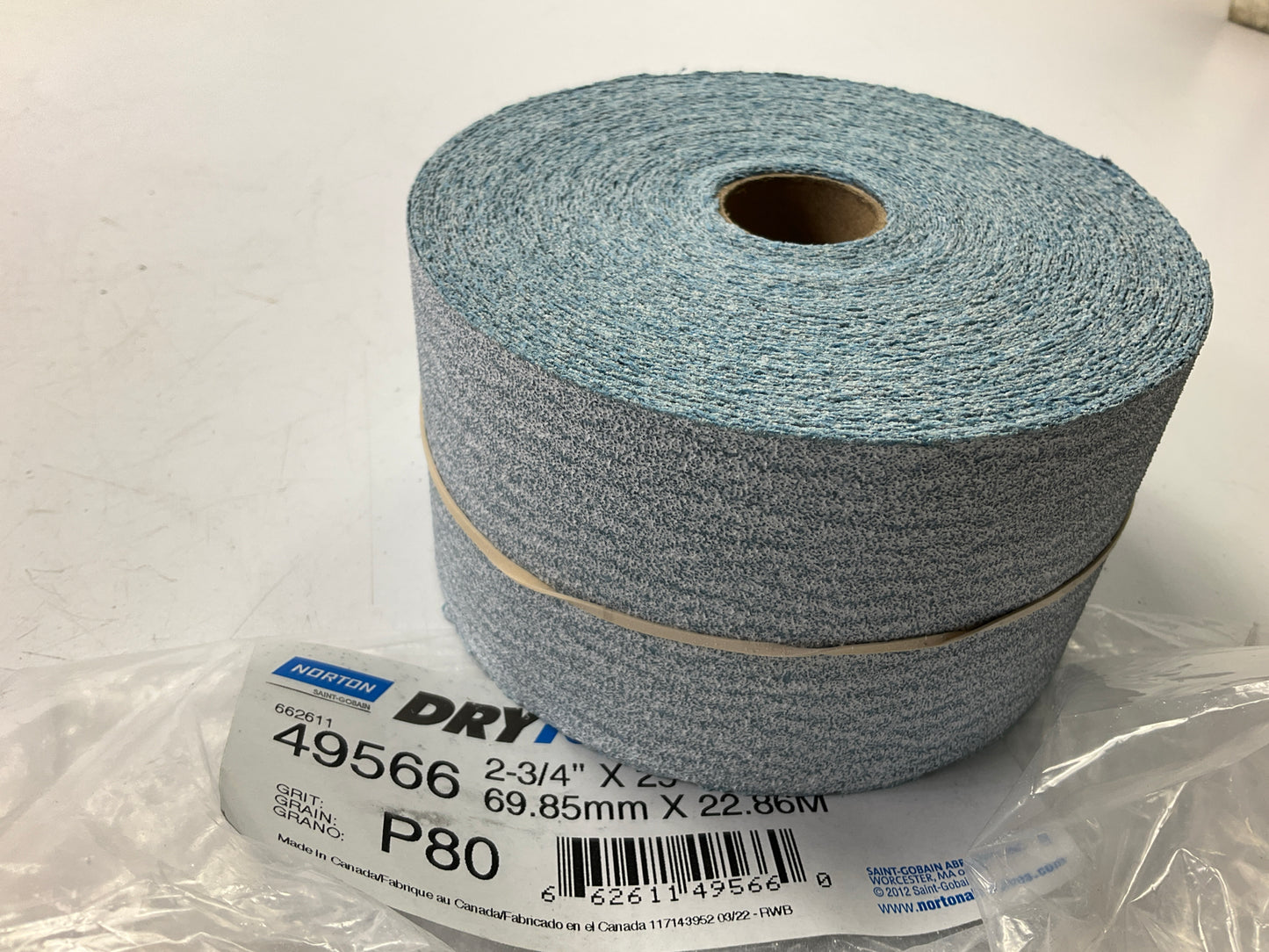 Norton DryIce 49566 A975 Series Sanding Sheet Roll 2-3/4'' X 25 Yards, P80 Grit