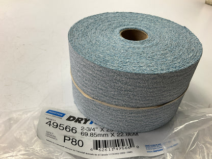 Norton DryIce 49566 A975 Series Sanding Sheet Roll 2-3/4'' X 25 Yards, P80 Grit