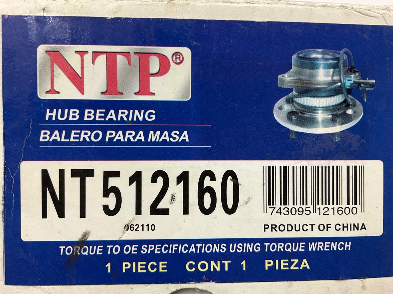 NTP NT512160 Rear Wheel Bearing Hub