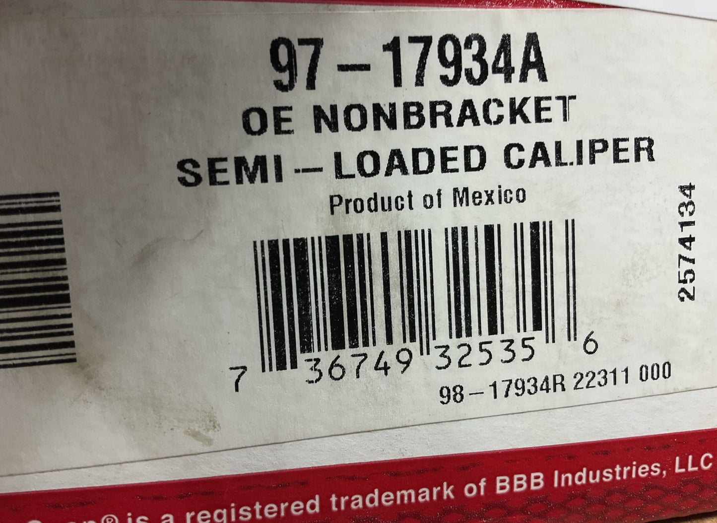 REMAN. Nugeon 97-17934A Rear Right Passenger Side Disc Brake Caliper