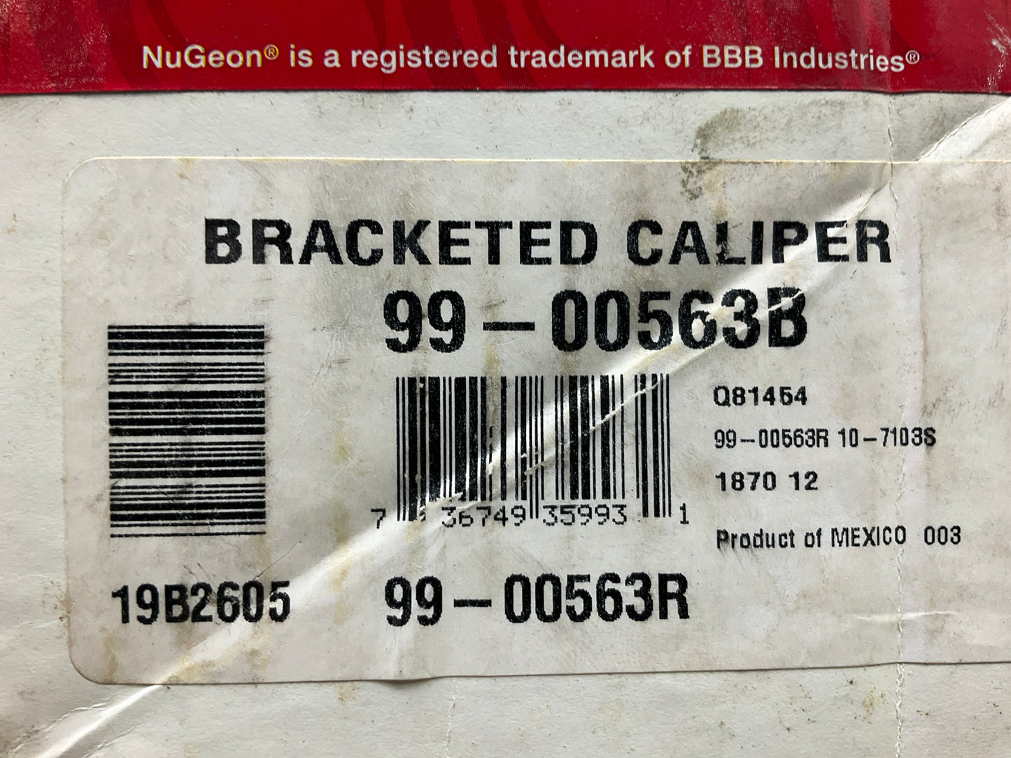 REMAN. Nugeon 99-00563B Front Right Passenger Side Disc Brake Caliper