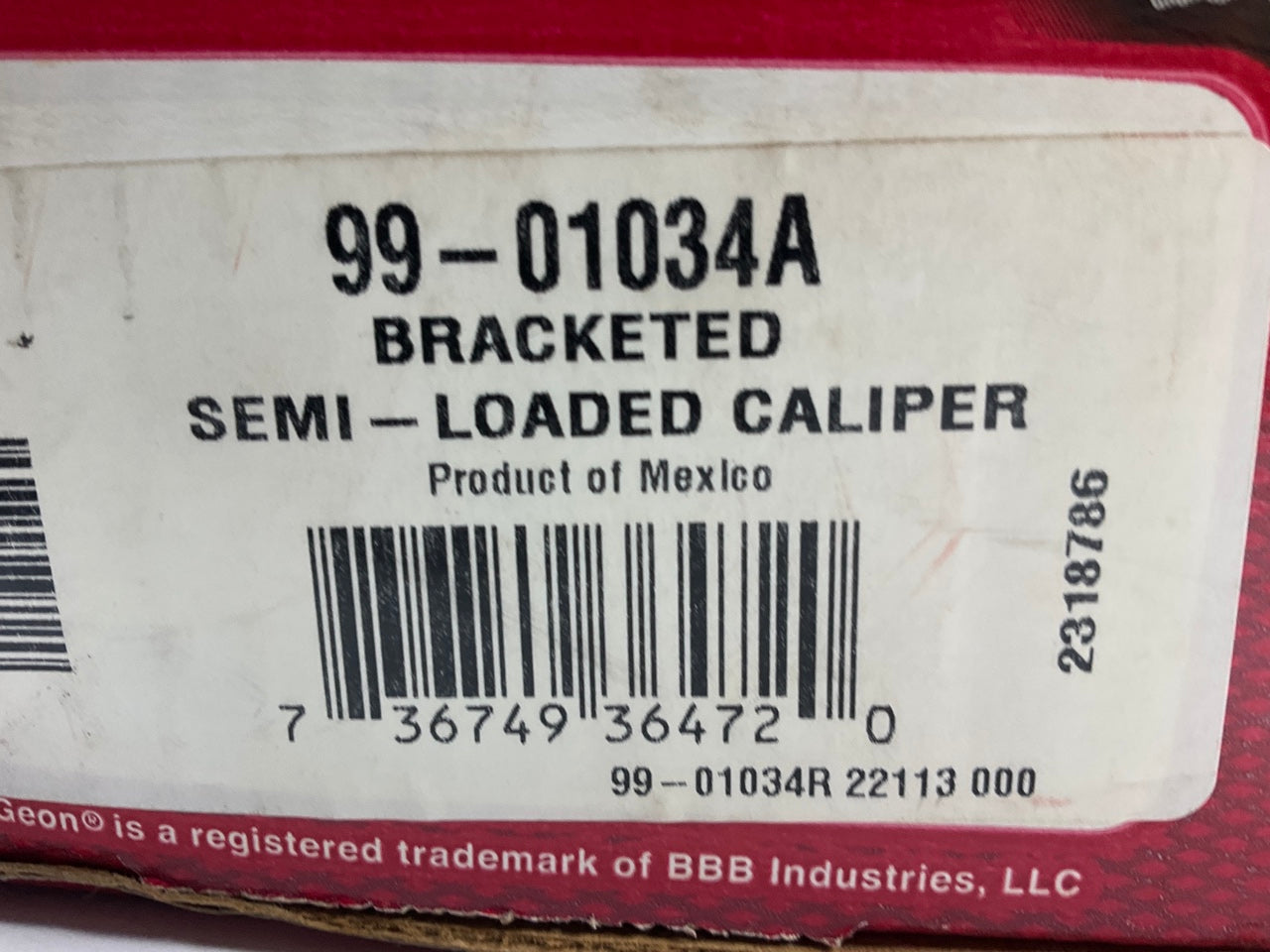 NO HARDWARE - REMAN. Nugeon 99-01034A Rear Right Passenger Side Brake Caliper