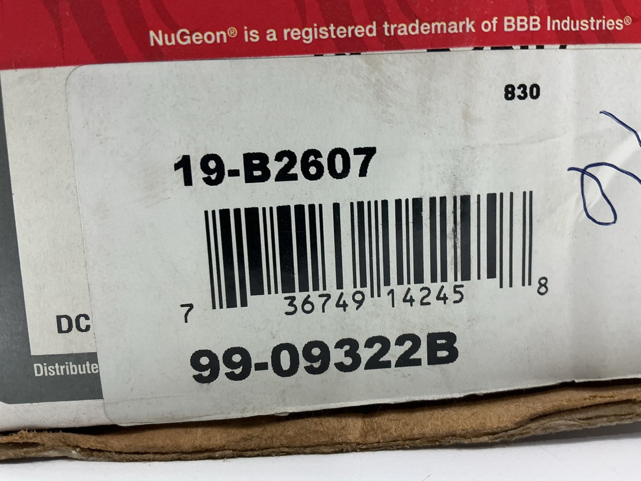 NO HARDWARE - REMAN. Nugeon 99-09322B Front Right Passenger Side Brake Caliper