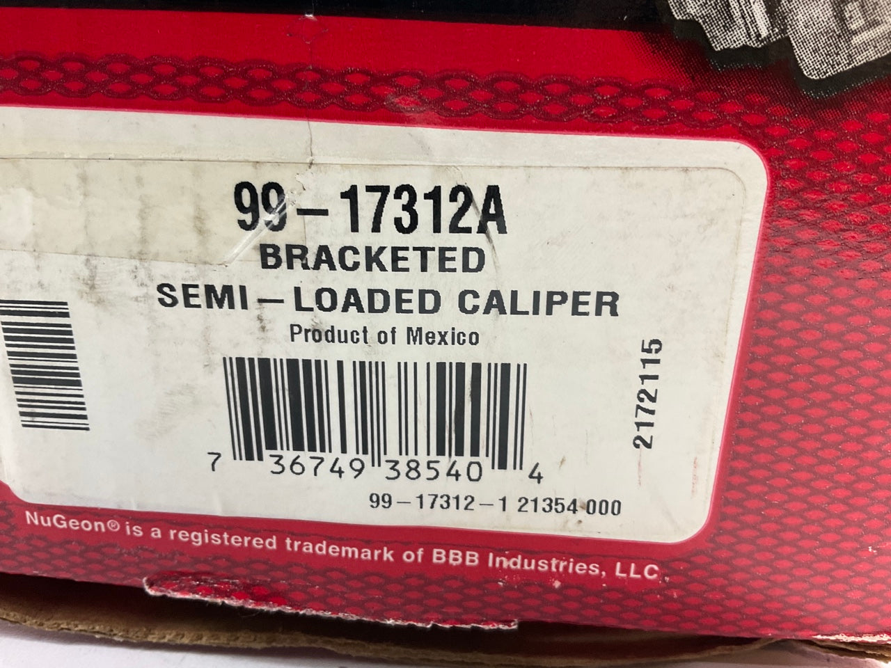 REMAN. Nugeon 99-17312A Disc Brake Caliper