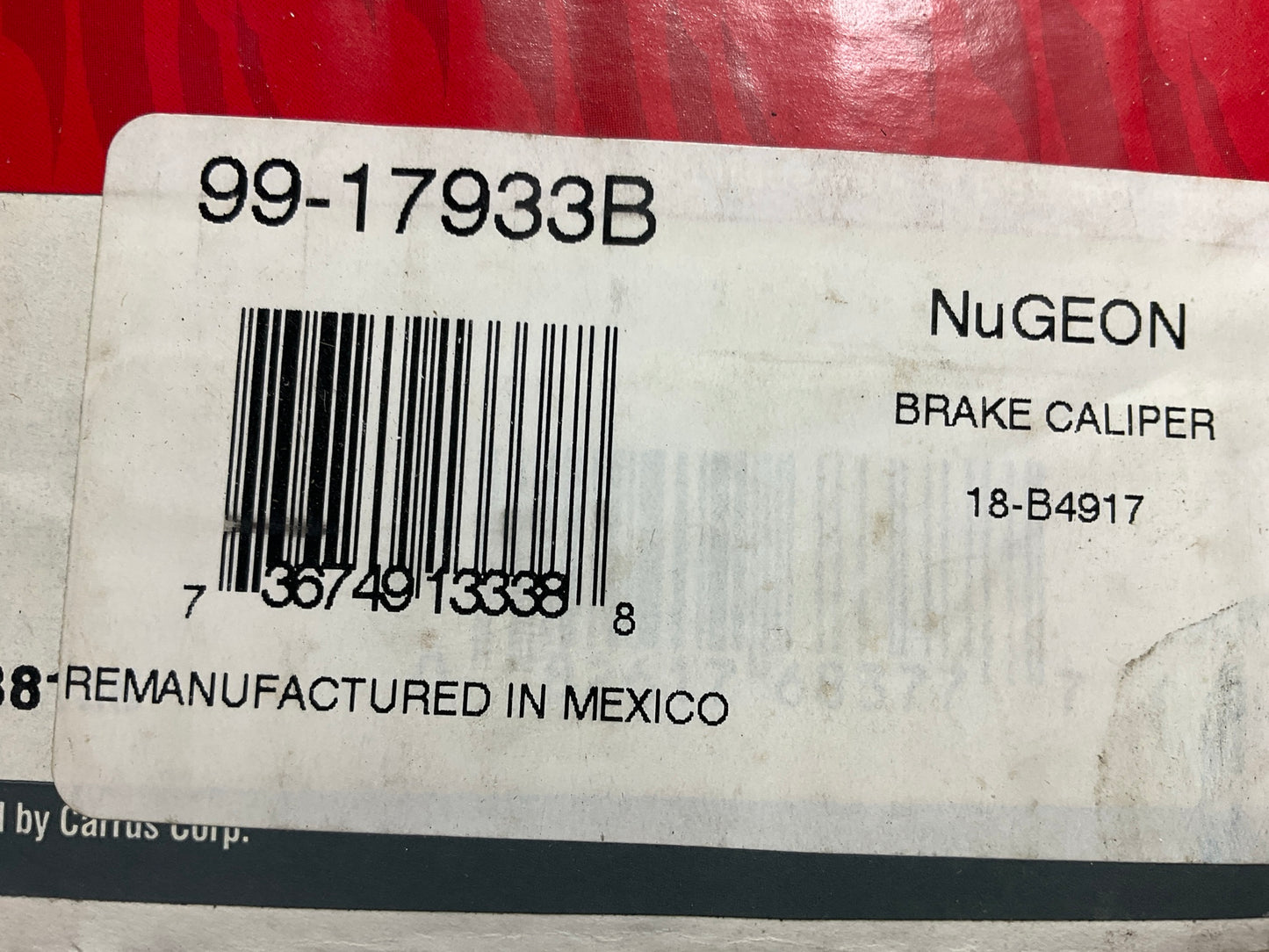 REMAN. Nugeon 99-17933B Front Right Passenger Side Disc Brake Caliper