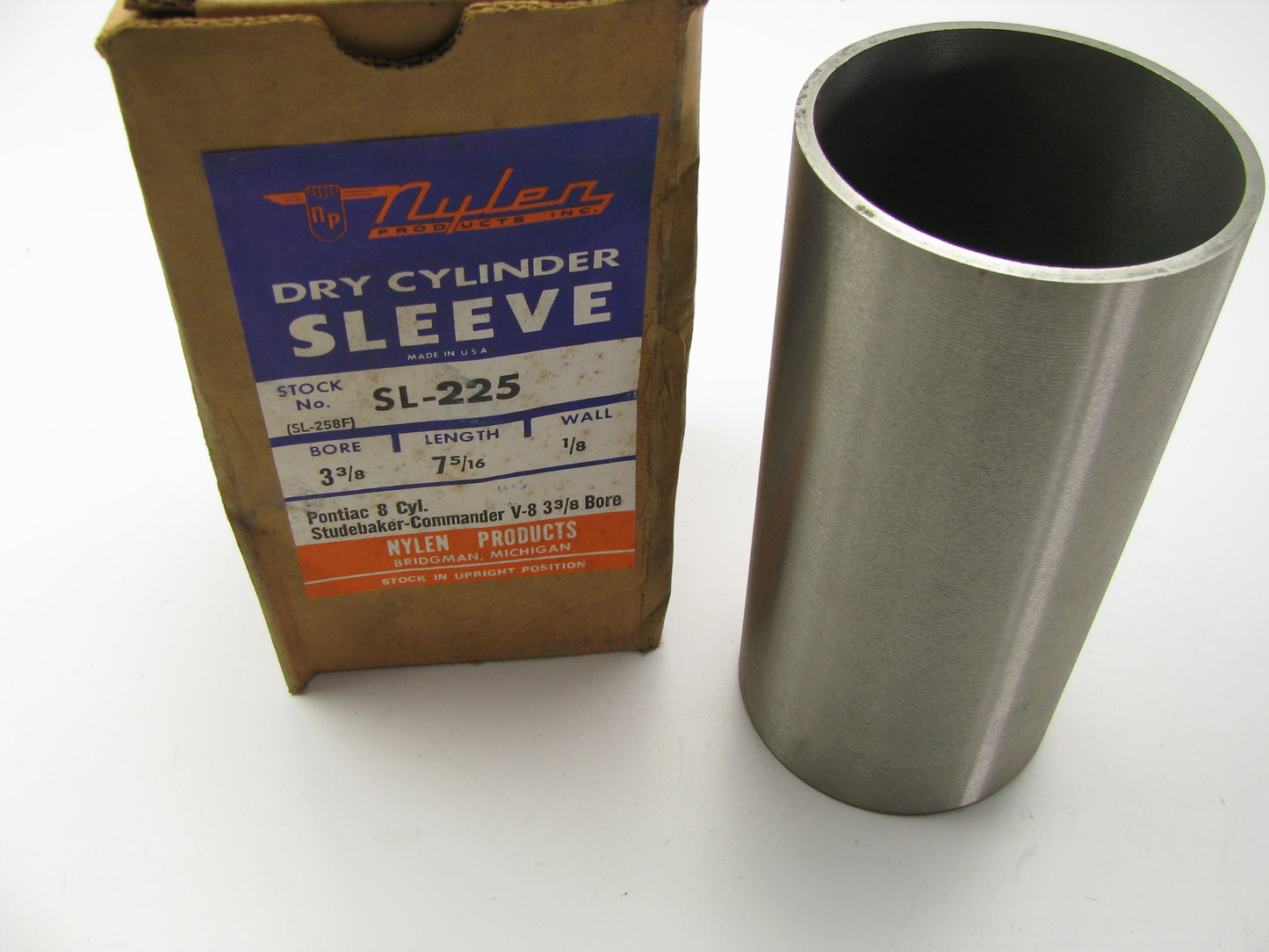 Nylen SL225 Universal Engine Dry Cylinder Sleeve 3 3/8'' Bore, 7 5/16, 1/8'' Thick