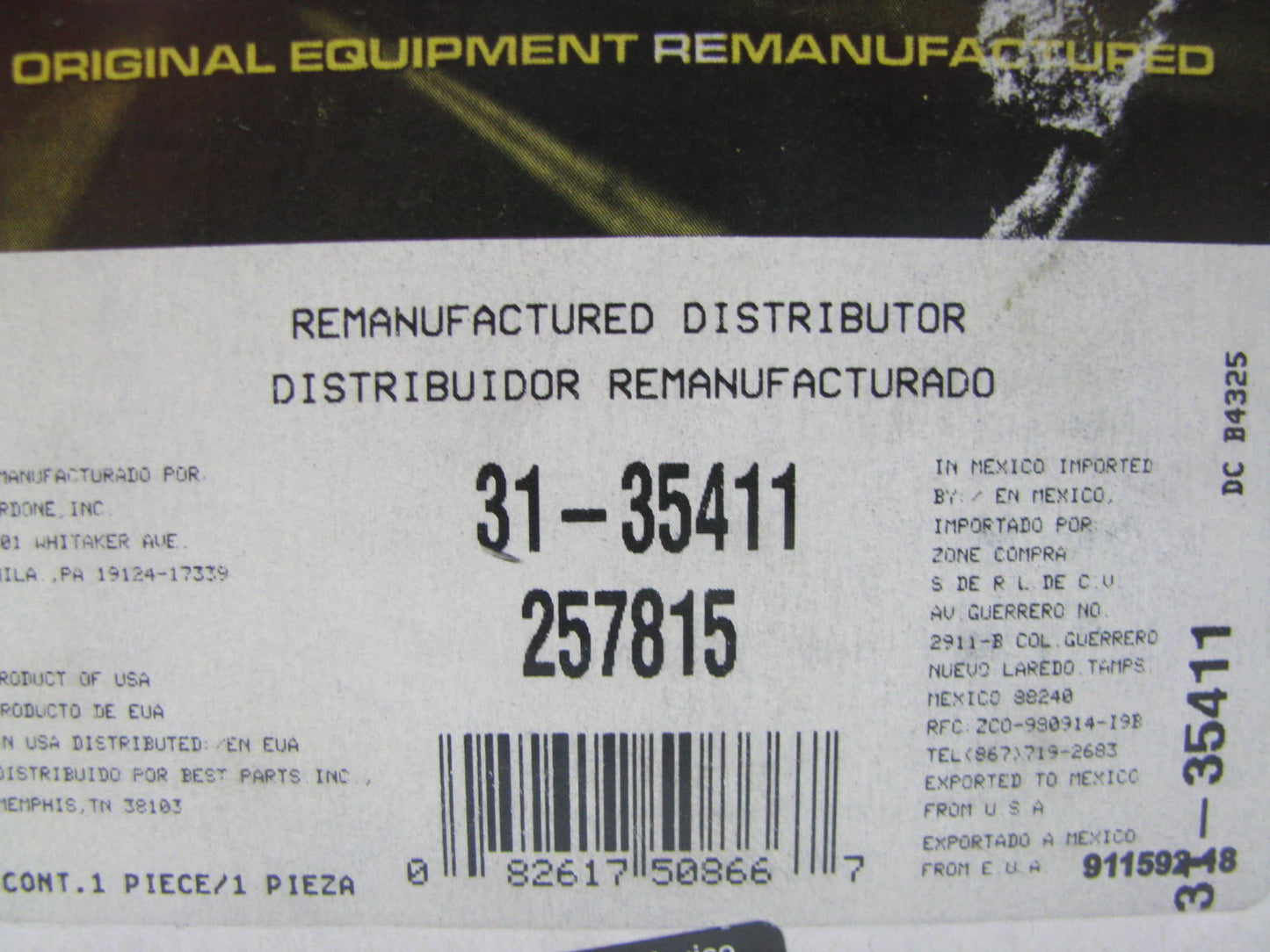 Oem Remanufacturing 31-35411 Reman Distributor For 1990-1993 Mazda B2200 2.2L