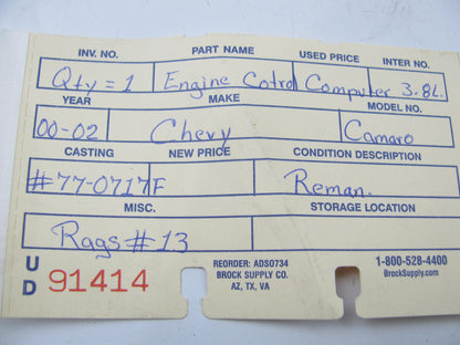 Oem 77-0717F Engine Computer Control Module 2000-2001 GM 3.1L 3.4L 3.8L-V6