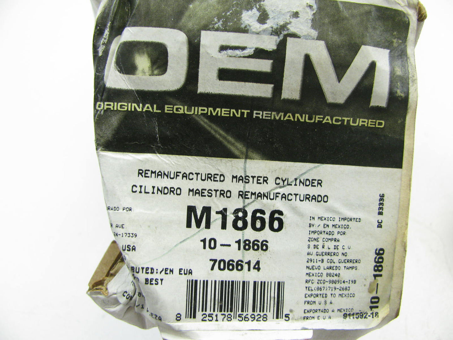 Oem Remanufacturing M1866 Reman Brake Master Cylinder
